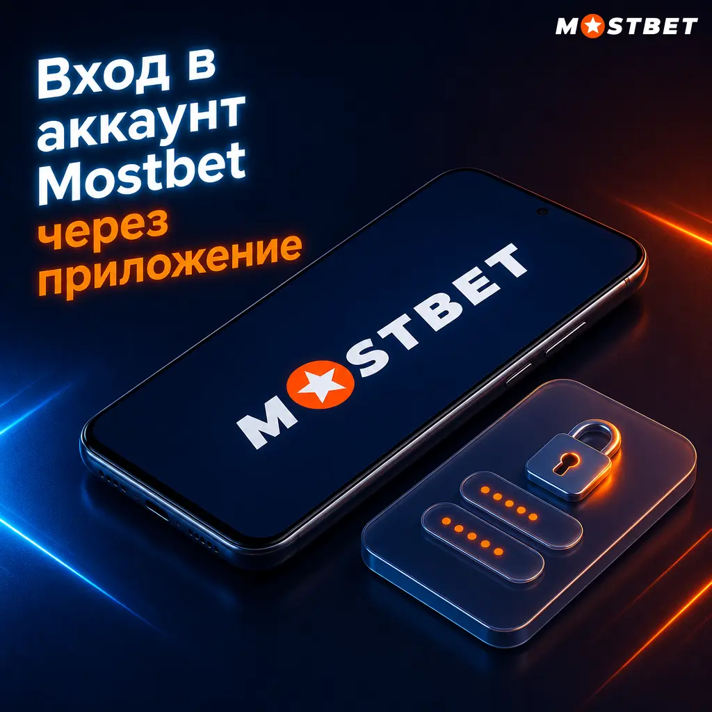 Вход в аккаунт Mostbet через мобильное приложение: ввод логина, пароля и подтверждение 2FA