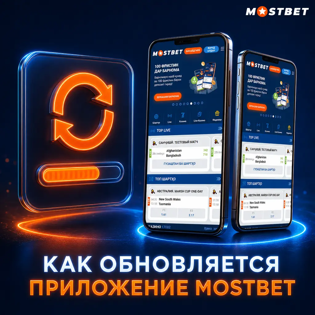 Обновление приложения Mostbet для Android и iOS с уведомлением о новой версии APK